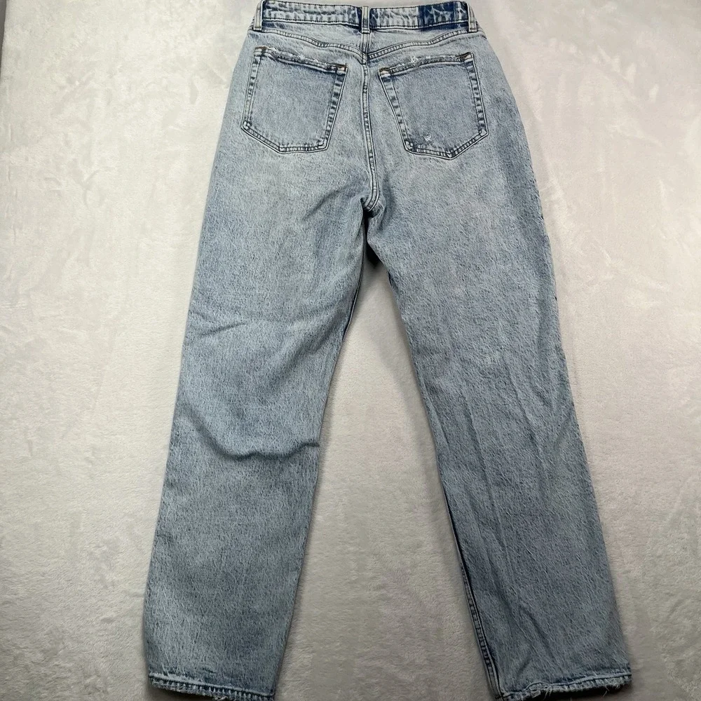 Abercrombie & Fitch Curve Love Dad High Rise Jeans Womens 30 Light Wash Distress